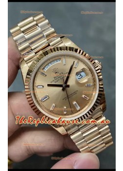 Rolex Day Date 40MM 228235 Rose Gold in Gold Dial 1:1 Mirror Replica Watch