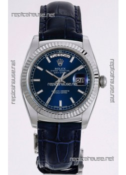 Rolex Day Date 904L Steel Casing Watch in Blue Dial 36MM - 1:1 Mirror Quality