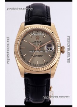 Rolex Day Date Rose Gold 904L Steel Casing Watch in Gold Dial 36MM - 1:1 Mirror Quality