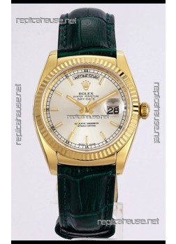 Rolex Day Date Yellow Gold 904L Steel Casing Watch in Steel Dial 36MM - 1:1 Mirror Quality