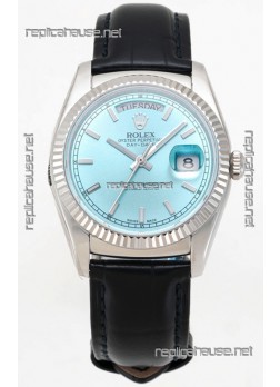 Rolex Day Date 904L Steel Casing Watch in Ice Blue Dial 36MM - 1:1 Mirror Quality