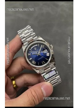 Rolex Day Date Presidential Stainless Steel Navy Blue Dial Watch 40MM - 1:1 Mirror Quality