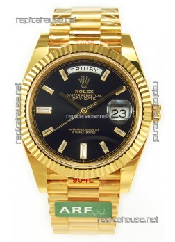 Rolex Day Date Presidential 18K Yellow Gold Watch 40MM - Black Dial 1:1 Mirror Quality