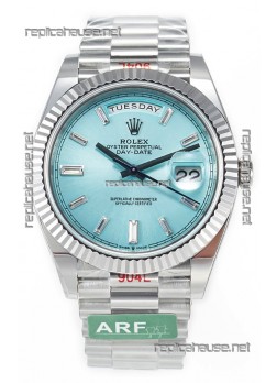Rolex Day Date 904L Stainless Steel Tiffany Blue Diamonds Dial Watch 40MM - 1:1 Mirror Quality