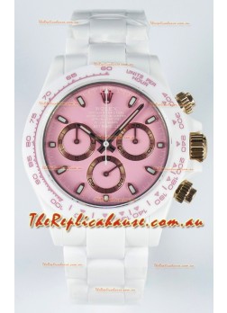 Rolex Daytona AET Remould Pink Dial Full Ceramic Strap Watch in Cal.4130 Movement