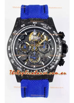 Rolex Daytona Super Clone DiW Skeleton Carbon Edition Watch - Forged Carbon Casing Purple Strap 1:1 Mirror Replica