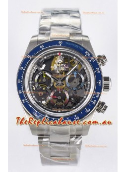 Rolex Daytona Super Clone Artisans De Geneve Stainless Steel Watch Blue Bezel Skeleton Watch 