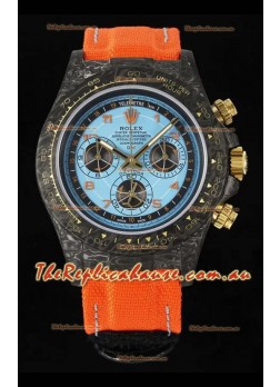 Rolex Daytona Super Clone Watch in Blue Dial Black Carbon Casing 1:1 Mirror Replica