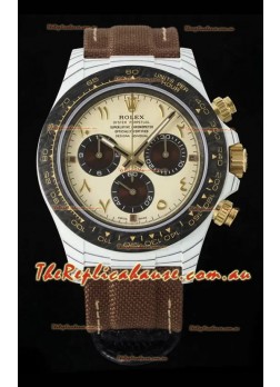 Rolex Daytona Super Clone DiW Desert Eagle Arabic Edition Watch - White Cabon Casing 1:1 Mirror Replica
