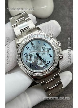 Rolex Cosmograph Daytona ICE Blue Dial Diamonds Bezel Cal.4130 Movement - 904L Steel Watch
