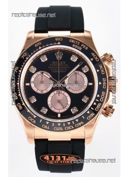 Rolex Cosmograph Daytona M126515 Rose Gold Black Diamonds Dial Original Cal.4131 Movement Watch 