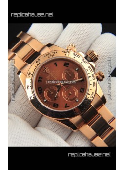 Rolex Daytona Japanese Movement Gold Casing Replica Watch in Brown Dial