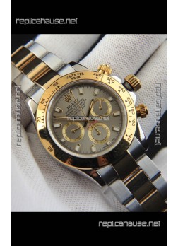 Rolex Daytona Japanese Movement Two Tone Gold Casing Watch in Grey Dial 