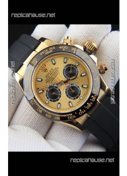 Rolex Daytona Japanese Movement Gold Casing Replica Watch in Gold Dial 