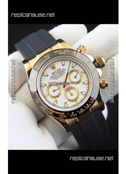 Rolex Daytona Japanese Movement Gold Casing Replica Watch in White Dial 