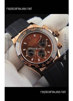 Rolex Daytona Japanese Movement Gold Casing Replica Watch in Brown Dial 
