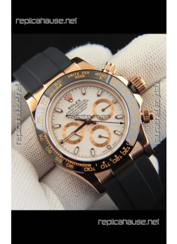Rolex Daytona Japanese Movement Gold Casing Replica Watch in White Dial 