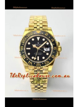 Rolex GMT Masters II Super Clone M12718 Yellow Black Dial Swiss Replica Watch 