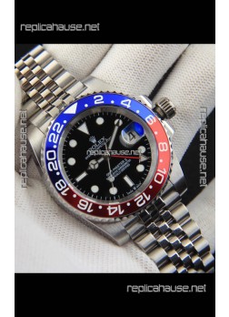 Rolex GMT Masters II Japanese Movement Replica Watch Steel Case Black Dial