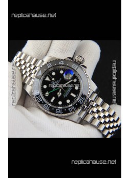 Rolex GMT Masters II Japanese Movement Replica Watch Steel Case Black Dial