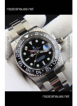 Rolex GMT Masters II Japanese Movement Replica Watch Steel Case Black Dial