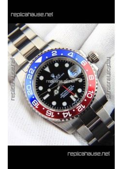 Rolex GMT Masters II Japanese Movement Replica Watch Steel Case Black Dial