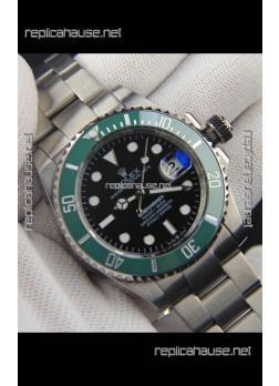 Rolex Submariner Japanese Replica Watch 904L Steel Black Dial Green Ceramic Bezel 