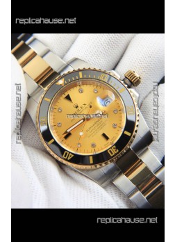 Rolex Submariner Japanese Replica Watch in 2 Tone Yellow Gold Casing Gold Dial 