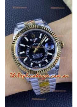 Rolex Sky-Dweller REF# M336933 Black Dial Watch in Yellow Gold 904L Steel Case 1:1 Mirror Replica