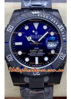 Rolex Submariner DiW Special Edition Watch in DLC Coating Carbon Bezel Blue Dial