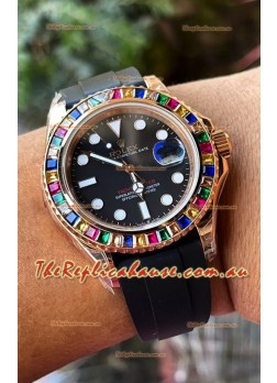 Rolex Yachtmaster 116695 Everose Gold Diamonds Cal.3235 Swiss 1:1 Ultimate 904L Steel Watch
