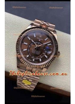 Rolex Sky-Dweller REF# 336935 Brown Dial Watch in Rose Gold 904L Steel Case 1:1 Mirror Replica