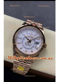 Rolex Sky-Dweller REF# 336935 White Dial Watch in Rose Gold 904L Steel Case 1:1 Mirror Replica