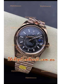 Rolex Sky-Dweller REF# 336935 Black Dial Watch in Rose Gold 904L Steel Case 1:1 Mirror Replica