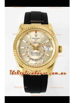 Rolex Sky-Dweller REF# 336935 Gold Dial Watch in Yellow Gold 904L Steel Case 1:1 Mirror Replica