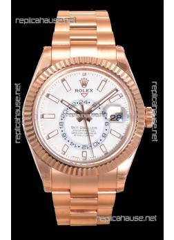Rolex Sky-Dweller REF# 336235 White Dial Watch in Rose Gold 904L Steel Case 1:1 Mirror Replica