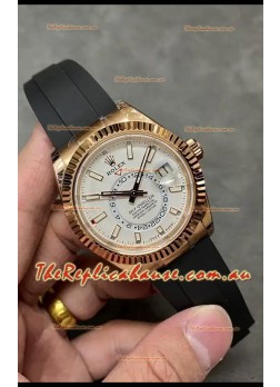 Rolex Sky-Dweller REF# M326235 White Dial Rose Gold Watch in 904L Steel Case 1:1 Mirror Replica