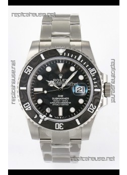 Rolex Submariner DiW Sandblasted Steel Casing Carbon Fiber Bezel Watch Black Dial