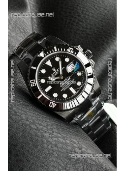 Rolex Submariner Blaken DLC Coated Swiss Replica Watch in Black Dial 