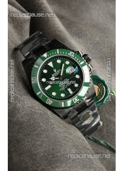 Rolex Submariner Blaken DLC Coated Swiss Replica Watch in Green Dial