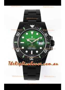 Rolex Submariner DiW Special Edition Watch in DLC Coating Carbon Bezel Green Dial 