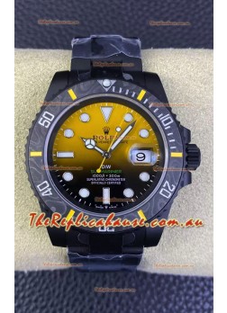 Rolex Submariner DiW Special Edition Watch in DLC Coating Carbon Bezel Yellow Dial 
