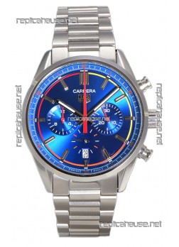 Tag Heuer Carrera Chronograph 42 Swiss Quartz Replica Watch Blue Dial Steel Strap 