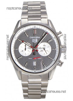 Tag Heuer Carrera Chronograph 43 Swiss Quartz Replica Watch Grey Dial Steel Strap