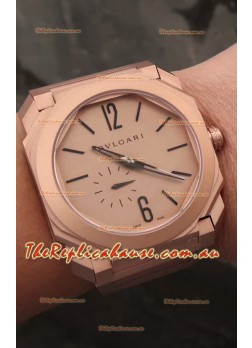 Bvlgari Octo Finissmo Edition 1:1 Mirror Replica Rose Gold Sandblasted Ceramic Casing and Strap 