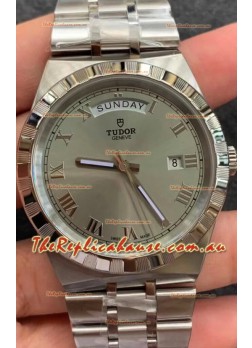 Tudor Royal Edition Watch - 1:1 Mirror Replica in Steel Casing - Grey Roman Dial