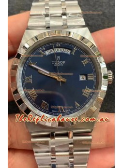 Tudor Royal Edition Watch - 1:1 Mirror Replica in Steel Casing - Blue Roman Dial