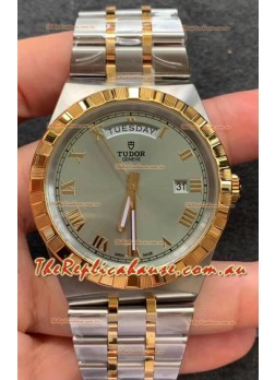 Tudor Royal Edition Watch - 1:1 Mirror Replica in Two Tone Casing - Grey Roman Dial