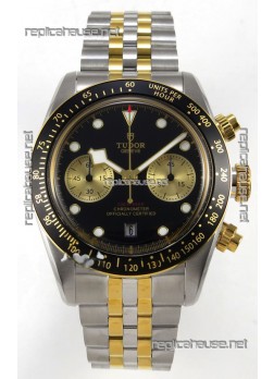 Tudor Super Clone Black Bay Chronograph Two Tone Watch in Black Dial