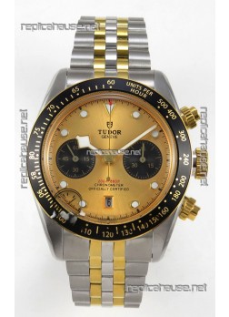 Tudor Super Clone Black Bay Chronograph Two Tone Watch in Gold Dial